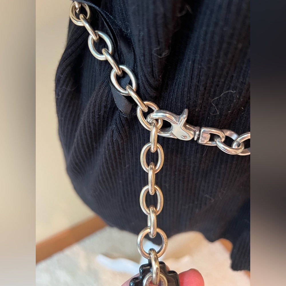 Brighton 🖤 Retired Gloss Black Chain Belt Filigree Medallions Size Large to 44” - Picture 5 of 7